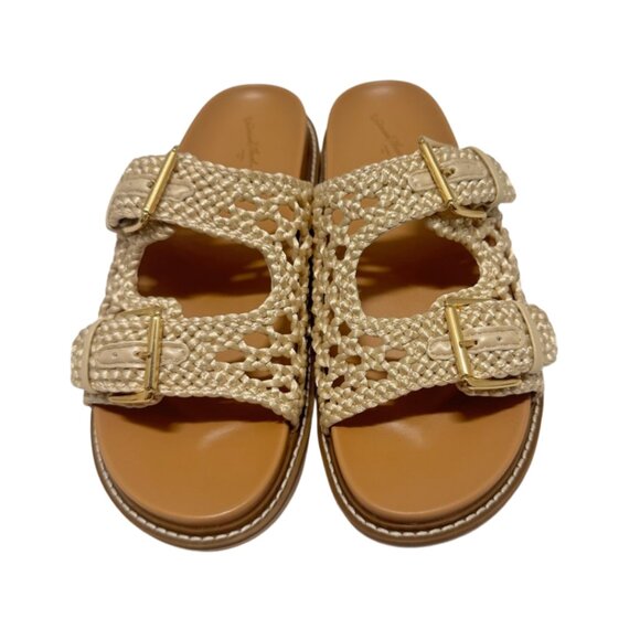 Universal Thread Shoes - Universal Thread Platform Crochet Sandals S9.5 Tan and Gold ✨Worn Once✨